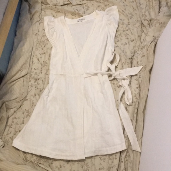 Madewell Ruffle Sleeve Wrap Mini Dress - Picture 1 of 13